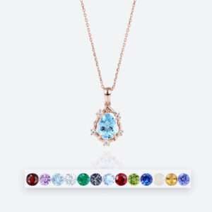 Pear Cut Birthstone Pendant Necklace Aqua Elegance Necklace