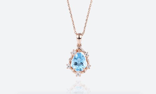 Pear Cut Birthstone Pendant Necklace Aqua Elegance Necklace
