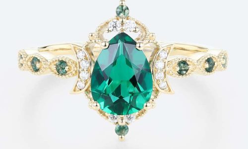 Emerald Birthstone Rings Lab Art Deco Vintage Engagement Rings