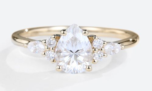 Pear Shaped Moissanite Ring Gold Simple Classic Engagement Rings