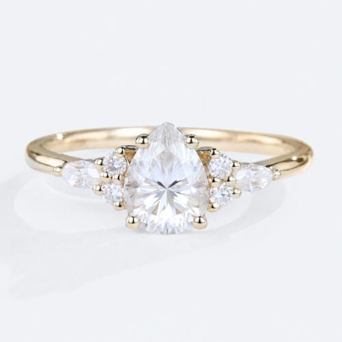 Pear Cut Moissanite Cluster Engagement Rings Classic Bridal Ring