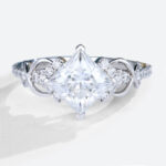 Princess Cut Moissanite Ring Vintage White Gold Engagement Rings