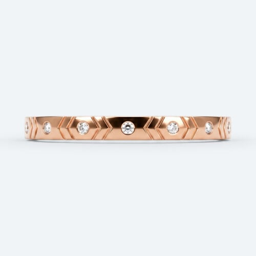 Round Cut Lab Grown Diamond Embossed Wedding Band Full Eternity Stacking Ring