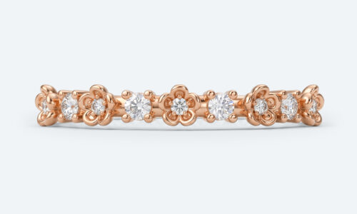Floral Fantasy Stacking Ring Round Lab Diamond Wedding Band