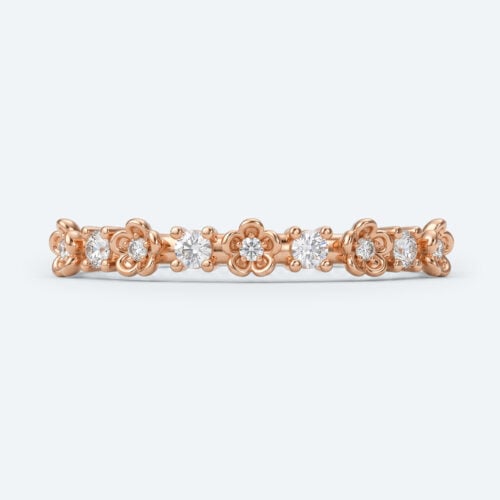 Round Cut Lab Grown Diamond Wedding Band Floral Fantasy Stacking Ring