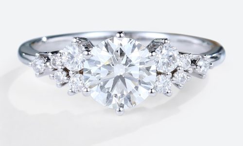Vintage Moissanite Engagement Rings 10kt White Gold Ring