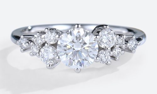 Moissanite Cluster Ring White Gold Engagement Ring for Women