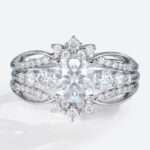 Moissanite Bridal Ring Sets Round White Gold Female Rings Enhancer