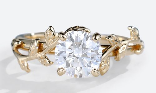 Round Solitaire Ring Moissanite Engagement Ring​ Nature Inspired Ring