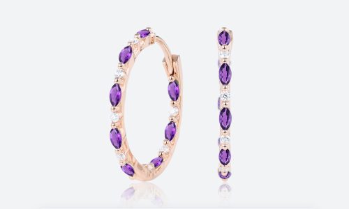 Round-&-Marquise-Cut-Birthstone-Huggie-Earrings-Glamorous-Hoop-Earrings