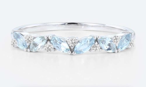 Birthstone Stack Rings Unique 14k White Gold Engagement Ring