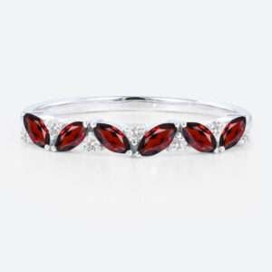 Birthstone Stack Rings Unique 14k White Gold Engagement Ring