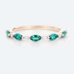 Half Eternity Wedding Ring Lab Emerald Gemstone Rings Women's