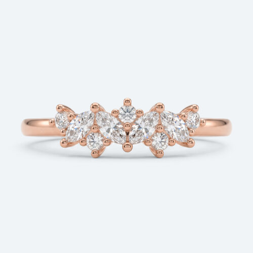 Round & Marquise Cut Lab Grown Diamond Wedding Band Timeless Elegance Stacking Ring