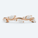Round & Marquise Cut Lab Grown Diamond Wedding Band Leaf-Inspired Stacking Ring (1)