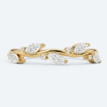 Round & Marquise Cut Lab Grown Diamond Wedding Band Leaf-Inspired Stacking Ring (3)
