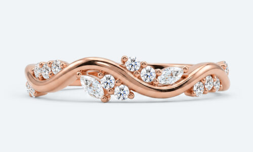 Lab Diamond Wave Rings Wave-Shaped Stacking Wedding Band
