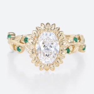 6 Prong Oval Engagement Ring 0.9 Carat Diamond Ring Lab Grown