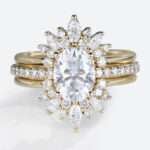 Three Piece Wedding Ring Set 2 Carat Moissanite Stacking Rings Set