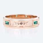 Wide Band Wedding Bands Wide Band Engagement Rings Vintage Style Lab Made Emerald Rings