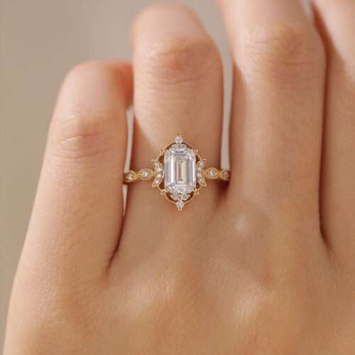 Emerald Cut Eternity Band Lab Diamonds Rings Yelllow Gold Ring