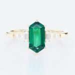 Lab Grown Emerald Engagement Rings Yellow Gold Rings for Women