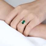 Lab Grown Emerald Engagement Rings Yellow Gold Rings for Women