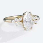 Moissanite Stacking Rings Classic Double Claw Prong Bridal Ring in yellow gold