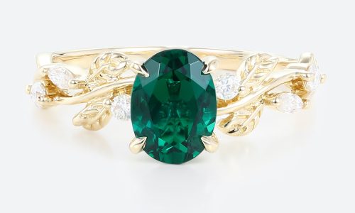 Unique Gemstone Engagement Rings Nature Inspired Lab Emerald Ring