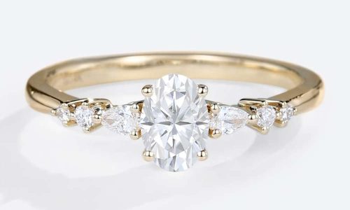 Moissanite Vintage Engagement Rings Oval Cut Classic Gold Rings