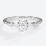 Moissanite Vintage Engagement Rings Oval Cut Classic Gold Rings in white gold