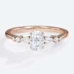 Moissanite Vintage Engagement Rings Oval Cut Classic Gold Rings in rose gold