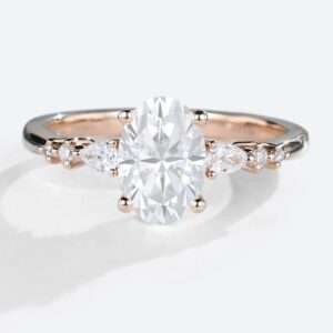1.5ct Moissanite Promise Rings for Her Classic Engagement Ring Styles in rose gold
