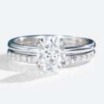 Oval Solitaire Ring Moissanite Engagement Rings White Gold Stacking Ring