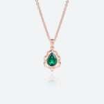 Lab Grown Emerald Necklace Pear Cut Emerald Bezel Pendant Necklace​