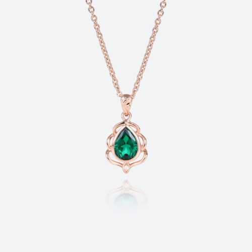 Lab Grown Emerald Necklace Pear Cut Emerald Bezel Pendant Necklace​