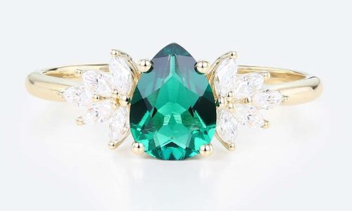 Pear Cut Wedding Ring 1.5 Carat Lab Grown Emerald Engagement Ring