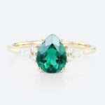 Gold Pear Engagement Rings Emerald Lab Grown Gold Yellow Ring