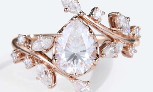Pear Shaped Moissanite Engagement Ring Nature-Inspired Ring