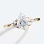 Moissanite Pear Engagement Ring Classic yellow gold Cluster Moissanite Ring