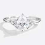 Moissanite Pear Engagement Ring Classic white gold Cluster Moissanite Ring