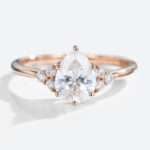 Moissanite Pear Engagement Ring Classic rose gold Cluster Moissanite Ring