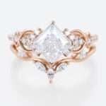 2 Ct Princess Cut Ring Set Moissanite Rose Gold Engagement Ring