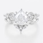 2 Ct Princess Cut Ring Set Moissanite White Gold Engagement Ring