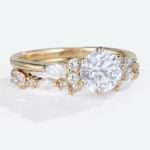 Round Cut Vintage Moissanite Rings 1ct Classic Round Engagement Ring Set in yellow gold