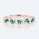 Emerald Birthstone Rings Vintage Rose Gold Wedding Rings