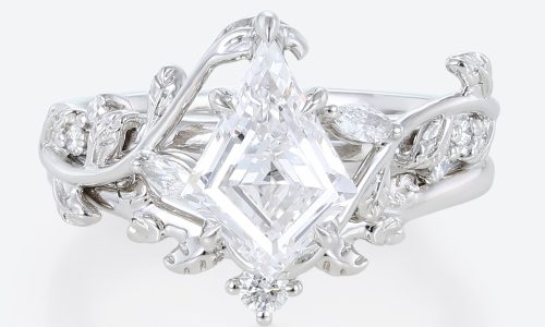 1ct Lab Diamond Ring​ Sets Vine Nature Inspired Engagement Ring in White Gold