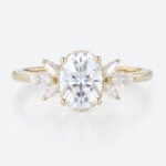 1.5 Carat Oval Lab Diamond Ring 4-Prong Vintage Art Deco Rings in Yellow Gold