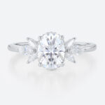 1.5 Carat Oval Lab Diamond Ring 4-Prong Vintage Art Deco Rings in White Gold