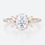 1.5 Carat Oval Lab Diamond Ring 4-Prong Vintage Art Deco Rings in Rose Gold